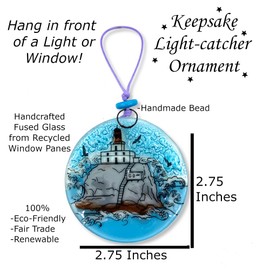 Ruth's Ethical Goods Tillamook Rock Lighthouse Christmas Tree Ornament - Art Glass Light Catcher