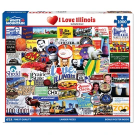 White Mountain Puzzles - I Love Illinois - 1000 Piece Jigsaw Puzzle for Adults - Fun Family Activity - 24"x30"