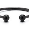 COOLSTEELANDBEYOND Elastic Adjustable Black Stainless Steel Ball Cuff Bangle Bracelet