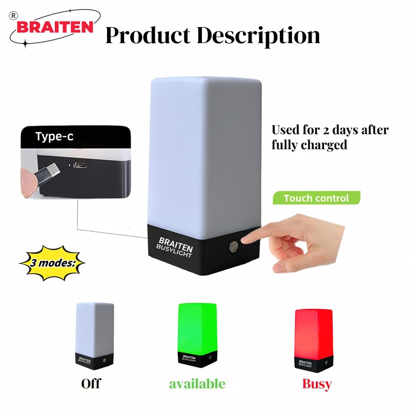 BRAITEN Busy Light for Office,Do Not Disturb Light,Workspace Productivity (A)
