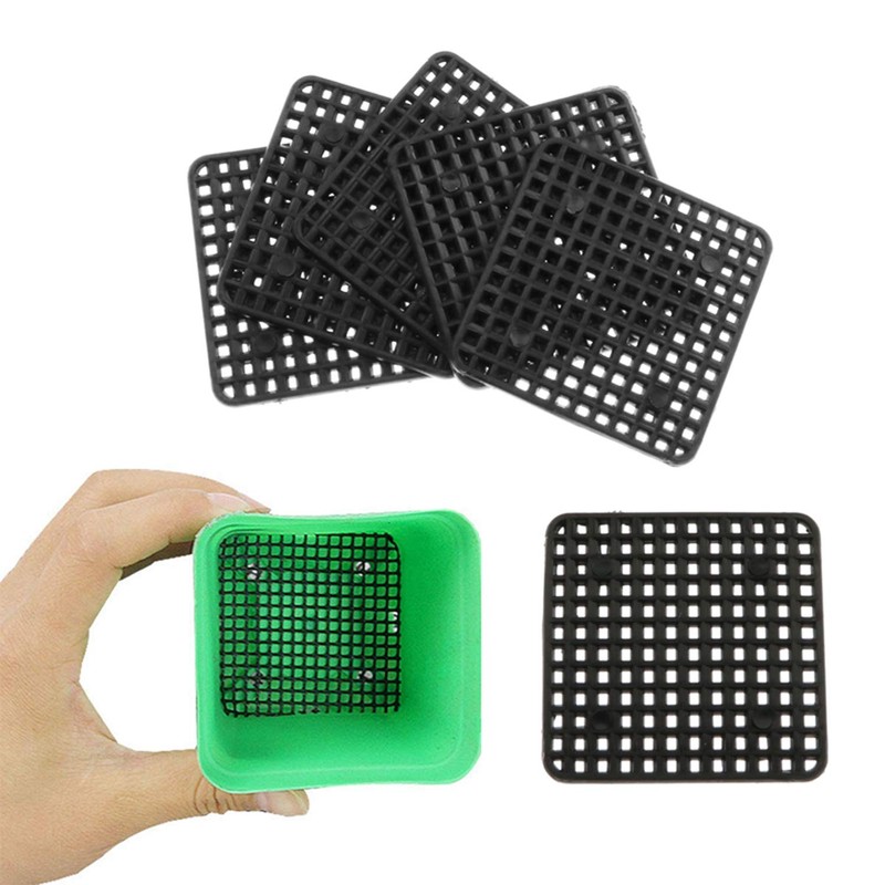 Maxmoral 30pcs Flower Pot Hole Mesh Pads Plastic Square Thicken