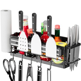 LIVOD Griddle Caddy Blackstone Accessories Grill - Magnetic Tool Grill Caddy for 17"/22"/28"/36" inch for Outdoor Grill BBQ Grill Caddy with Paper Towel Holder & Knife Rack Space Saving Storage Box