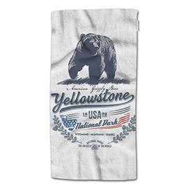 HGOD DESIGNS Hand Towel Grizzly Bear, National Park Yellowstone Hand Towel Best for Bathroom Kitchen Bath and Hand Towels 30" Lx15 W
