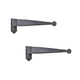Renovators Supply Manufacturing Offset Lift Off Pintle Strap Hinge 11 in. Black Wrought Iron Pintle Strap Gate and Door Hinges with Hardware, Pack of 2