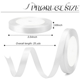 White Ribbon 3/8 Inch 25 Yds Ribbon for Gift Wrapping Mothers Day Ribbon Satin Ribbon for Wedding Graduation Decorations Ribbon for Hair White Hair Ribbon for Christmas Tree Thanksgiving Ribbon