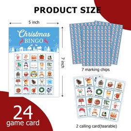 Christmas Bingo Party Games - Christmas Party Games for Girls Boys - 24 Players - School Classroom Party Supplies Classroom Activities - Party Favor Gifts for Young Adults Family Activities - L536
