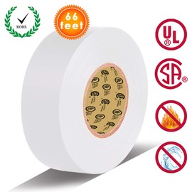 LYLTECH White Electrical Tape, 66 feet x 3/4 inch x 7 mils-600V,Pass UL/CSA Certification. Waterproof,Flame Retardant,Strong Adhesive, 14℉ to 176℉(White)