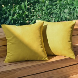 PiccoCasa Cushion Cover Waterproof Pillowcase Sofa Back Cover Soft Nordic Solid Decorative Living Room Car Seat Garden Sofa Bedding 2pcs Yellow 45*45cm