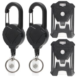 Bwetomk 2 Pcs Retractable Keychain, Heavy Duty Retractable Lanyard with 31” Thick Steel Cord(Holds 8 Oz), with 2 Pcs Id Badge Holder Retractable Keyring, Lanyard Retractable Carabiner Lanyard