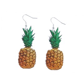 Miniblings Pineapple Earrings Fruit Summer Holiday Laser Cut Wood Handmade Fashion Jewellery I Earrings Silver Plated, Wood