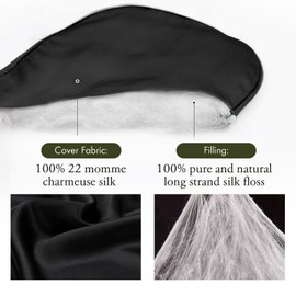 LILYSILK Silk Sleep Mask 100% Pure Silk Blindfold Natural Silk Filled Eyecover Soft Skin-Friendly Black Sleeping Eye Mask with Adjustable Strap for Women and Men