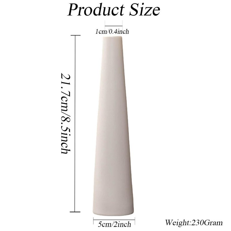 Small Ceramic Bud Vase Tall Conic Narrow Neck Single Stem