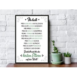 GRAVURZEILE Wooden Sign with Saying - Beste Eltern der Welt - Modern Art Prints on Wood - Wall Decoration in Vintage Look for Mum and Dad - Gift for Parents for Mother's Day Father's Day