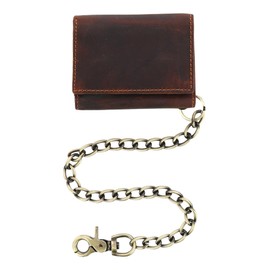 Men's RFID Vintage Leather Trifold Chain Wallet, Brown