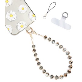 Hidden Hollow Beads Cell phone charm Wrist strap tether tab wristlet anti-drop hands free fits most cases and accessories (Silver)