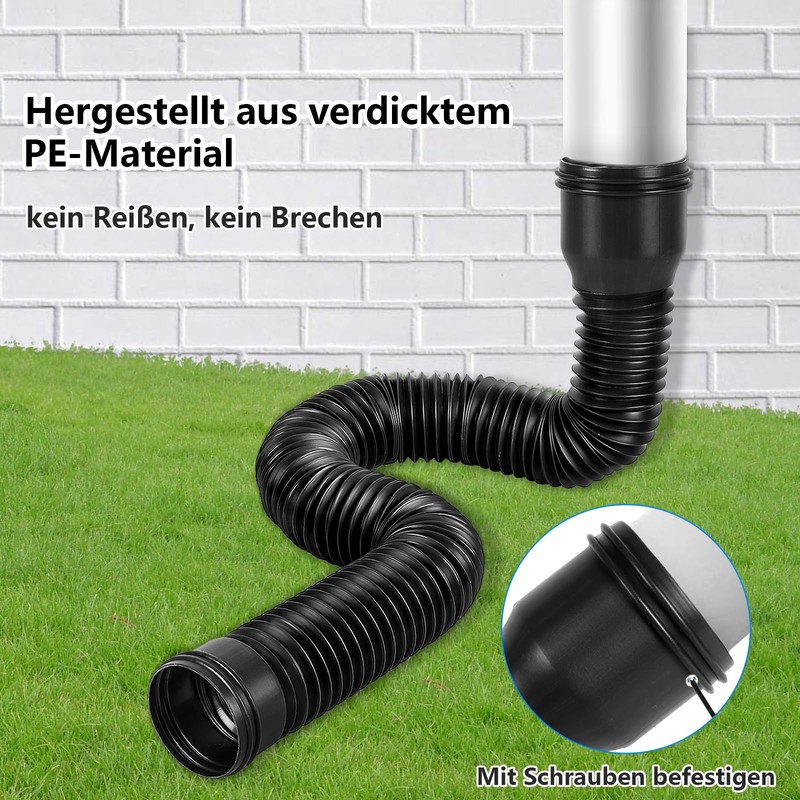 YushengTai Downpipe Gutter Flexible Extension Set, Downpipe Extensions Flexible Round