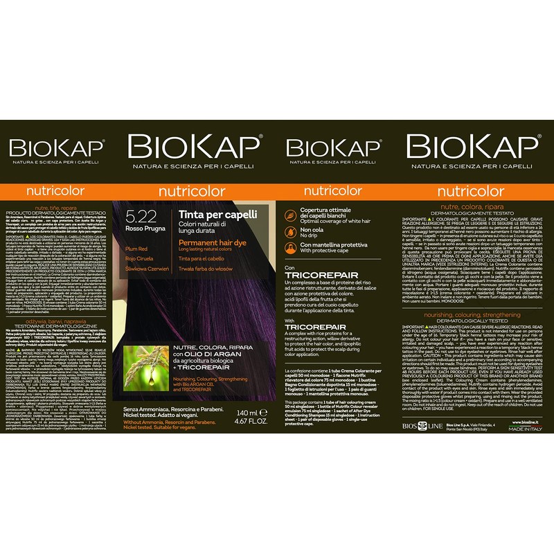 BIOKAP Nutricolor 5.22 Red Plum Hair Colour without Ammonia Makes