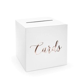 Wedding Card Postbox White with Rose Gold Lettering 'Cards'