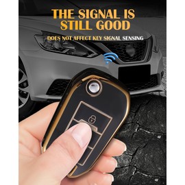 TECART Key Fob Cover for Peugeot 208 107 206 306 307 308 2008 3008 4008 5008 RCZ Citroen C1 C2 C3 C4 C5 Cactus C8 Accessories with Keychains TPU Material Car Key Case Black