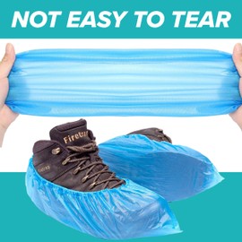 HAADI 30pcs Disposable Shoe Cover Blue Plastic Overshoes Non Slip Ultra Thick Waterproof Indoor Boot Covers Floor Carpet Protectors Protect Against Dirt One Size Fit all…
