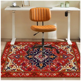 Office Chair Mat for Hardwood Floor, 36"x48" Anti-Slip Desk Chair Mat for Hard Floors, Under Desk Computer Rug for Rolling Chair, Easy Glide Floor Protector Mat for Home Office(Red)