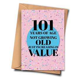 Fat Flamingos 101st Birthday Card - 101 Years of Age Not Growing Old Just Increasing in Value Funny Card for Him, Girlfriend, Twin (A5 - 5.8x8.3inch - 14.8x210cm) With Envelope