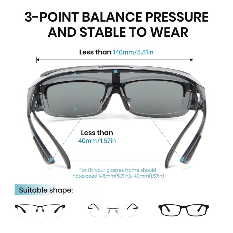 Cyxus Flip Up Sunglasses, Over Sunglasses, Hanging Over Glasses, Polarized