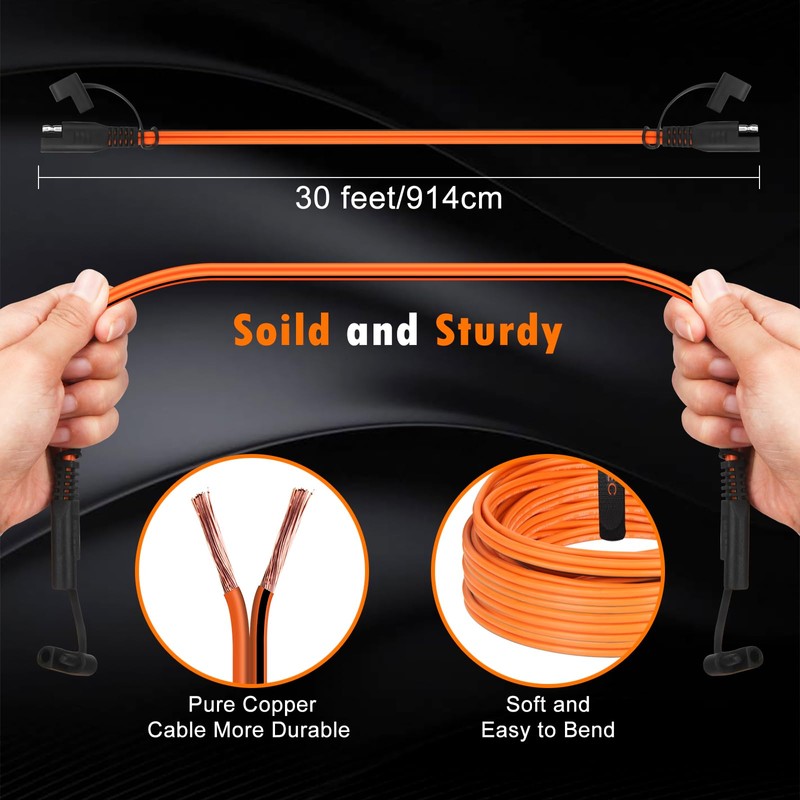 CUZEC SAE Extension Cable, 12AWG Quick Disconnect Connector, Heavy Duty