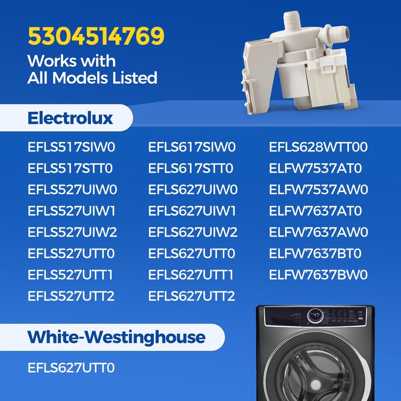OEM 5304514769 Circulation Pump Compatible with Electrolux WhiteWestinghouse Washer, Replacement