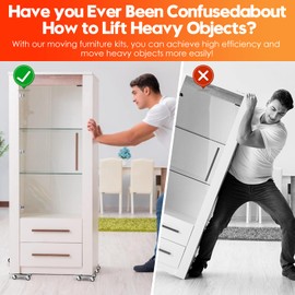 Furniture Movers with Wheels & Lifter Kit, Furniture Dolly Heavy Duty, 360° Rotation Casters, 1543 Lbs Load Capacity, Moving Appliance Gliders for Sofa Fridge Washing Machine