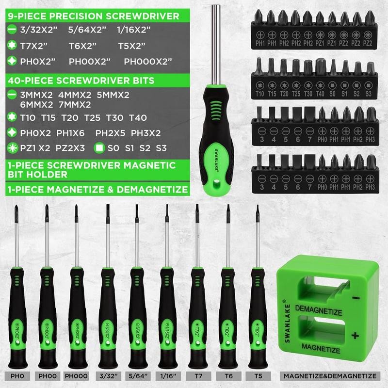 SWANLAKE 86PCS Magnetic Screwdriver Set,Includes Slotted/Phillips/Torx Mini Precision Screwdriver, Replaceable