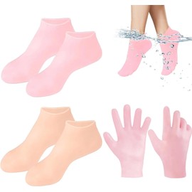 SHSHbuy 3 Paar Silikon Feuchtigkeitssocken,Silikonsocken für Füße,Feuchtigkeitsspendende Socken,Rissige Füße für Fußpflege,Repariert Trockene,Fuß,Spa,Pediküre