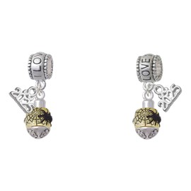 Delight Jewelry Goldtone Black Spider on Web Spinner - I Love You/Love You More Charm Beads (Set of 2)