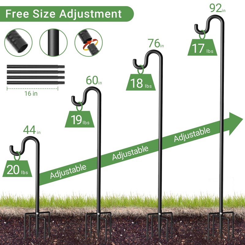 Shepherd Hook for Outdoor, Heavy Duty Bird Feeder Pole with
