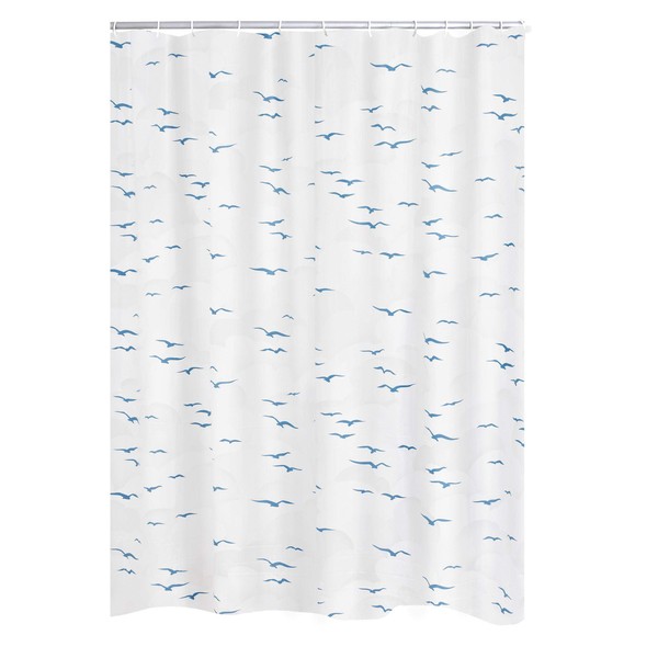 RIDDER Sylt Replacement Foil Shower Curtain, 100% PEVA, Blue, Approx.