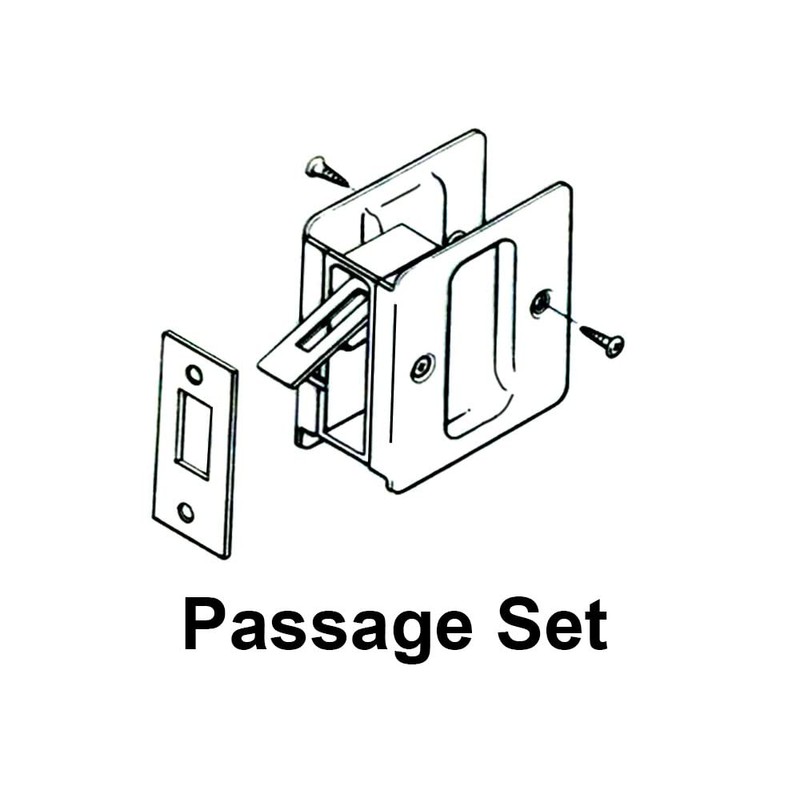 QCAA Solid Brass Sliding Door Pull Door Pocket Lockable, Satin