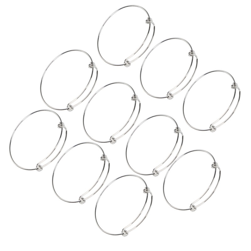 10Pcs Stainless Steel Bangle 1.6mm Adjustable Expandable Coil Bracelet DIY
