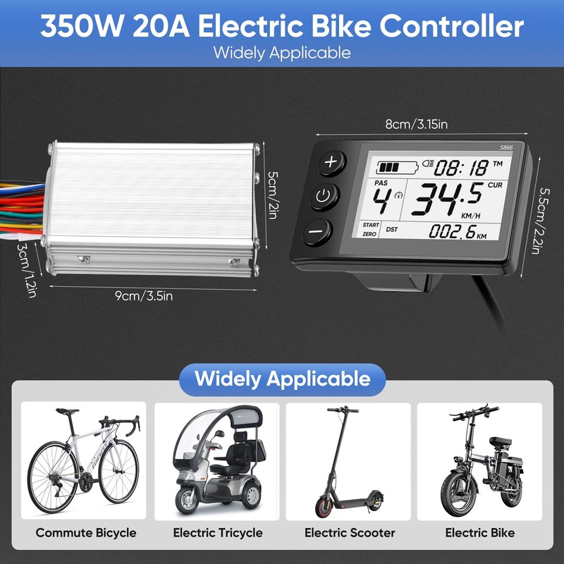 HuuppHip E-Bike Controller with Rainproof LCD Display,24V/36V 350W Brushless Motor