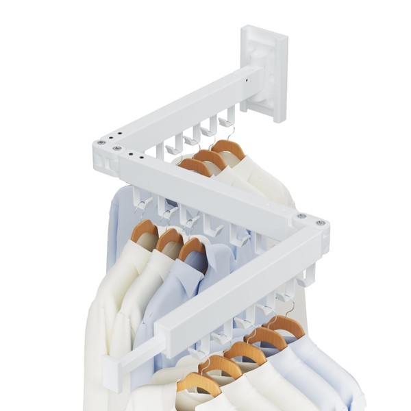 YUNISS Extendable Clothes Airer, Wall Mounted, Aluminium Clothes Rack, 3-Way