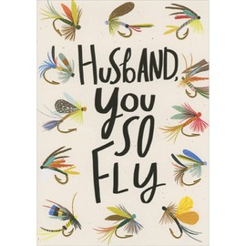 Designer Greetings You So Fly: Fly Fishing Lures on Cream Background Humorous/Funny 3D Pop Up Father's Day Card for Husband
