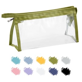 Soul Projekt Green Clear Pencil Case, Makeup Travel Bag, Portable PVC Pouch Organizer for Students, Exam, Office, Art, School Supplies Stocking Filler Kids, Girls Gifts for Her, Cosmetic Toiletry Bag