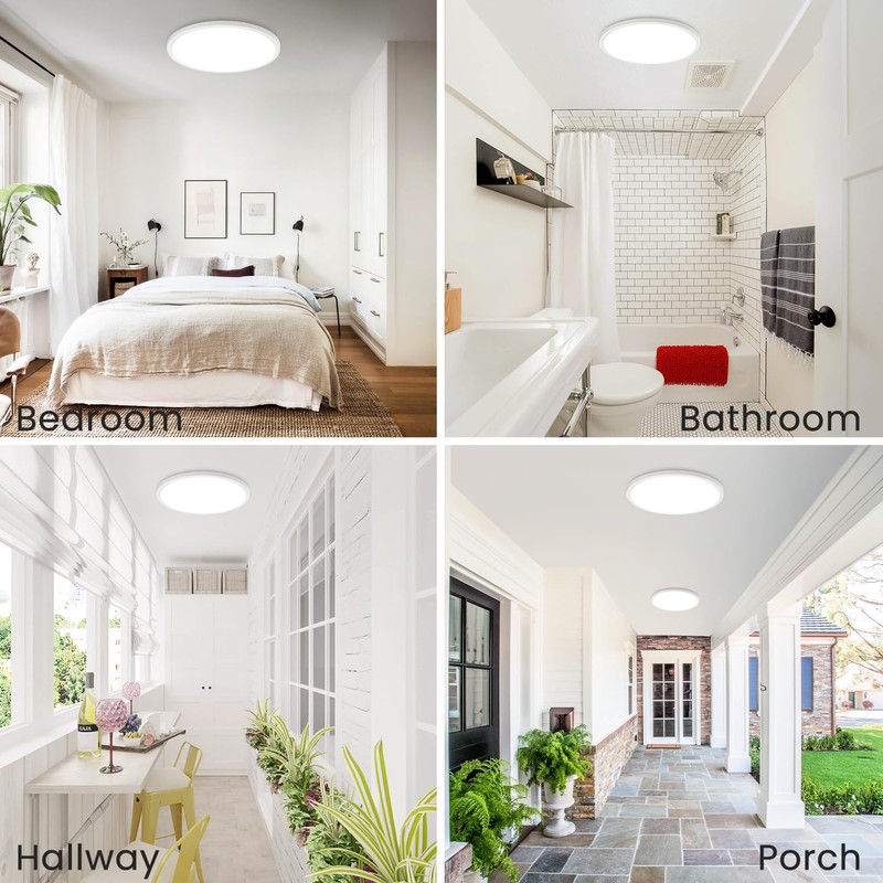 hepside 12Inch Flush Mount Light Fixture White, 28Watt, Dimmable &