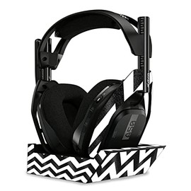 MightySkins Glossy Glitter Skin Compatible with Astro A50 Wireless Headphones + Base Station (Gen 4) - Black Chevron | Protective, Durable High-Gloss Glitter Finish | Easy to Apply | Made in The USA