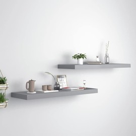 CUSON Floating Shelves Wall Mounted | Decorative Floating Wall Display Shelves | Modern Wall Decor Storage Shelf Set of 2 for Bedroom Bathroom Living Room Kitchen | Gray MDF 31.5" x 9.3" x 1.5"