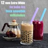 ALINK Jumbo Plastic Boba Straws, 1/2" Extra Wide Disposable Smoothie