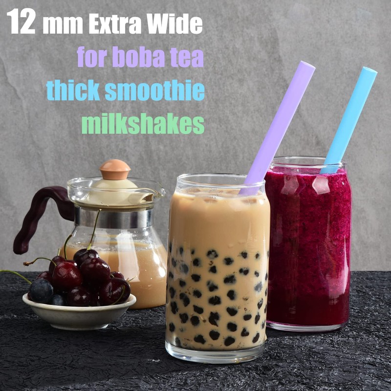 ALINK Jumbo Plastic Boba Straws, 1/2" Extra Wide Disposable Smoothie