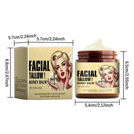 Whipped Beef Tallow and Honey Balm - Grass Fed, Grass Finished Organic Tallow Face Moisturizer Cream, Body Lotion, and Lip Balm for Skin & Body, Unscented Multi-Purpose Balm, 4.23oz (1)