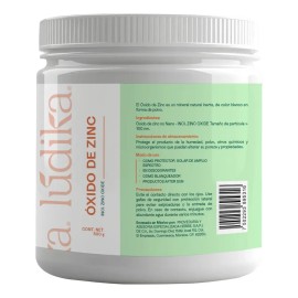 Óxido de Zinc | Filtro Solar Físico UVA/UVB | Protector Cutáneo Calmante y Desodorante, Hebbe Cosmetics Lúdika 500g