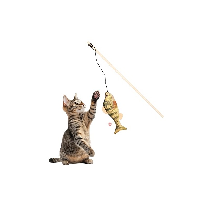 SPOT Fanatic Fish Teaser Wand for Cats – Realistic Fish