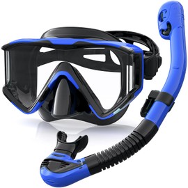 Zeligerstar Snorkel Set Adults, 3 Window Panoramic View Snorkel Mask Anti-Fog, Leak-Proof Snorkeling Mask with Mesh Bag, Dry Top Mask and Snorkel Set for Adult and Teens (Black)
